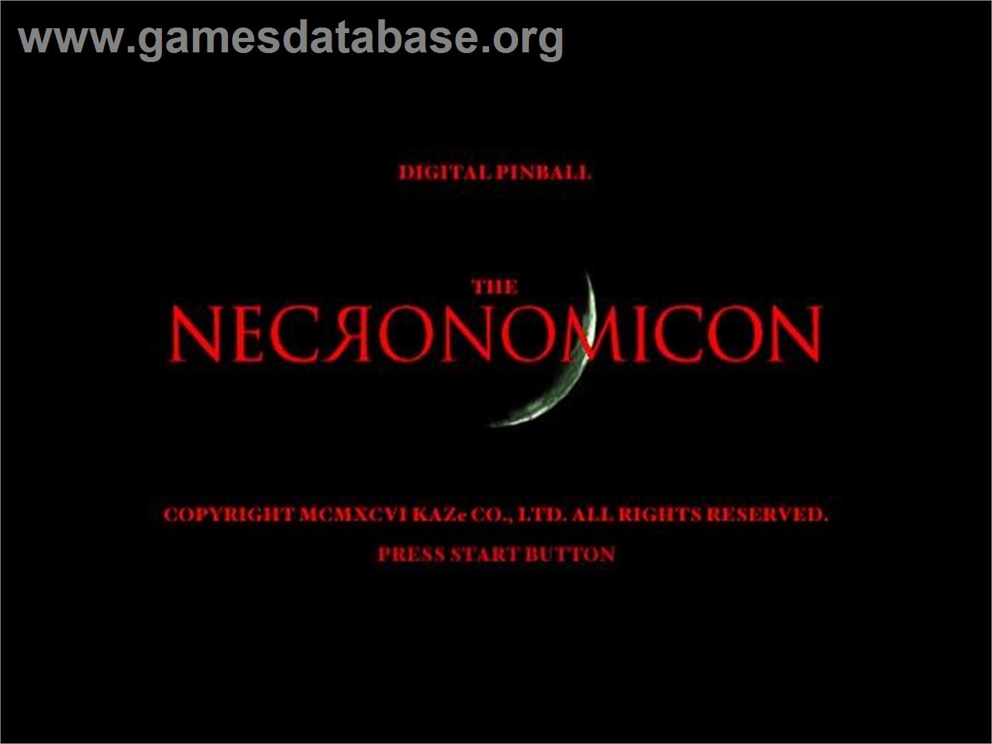Digital Pinball - Necronomicon - Sega Saturn - Artwork - Title Screen