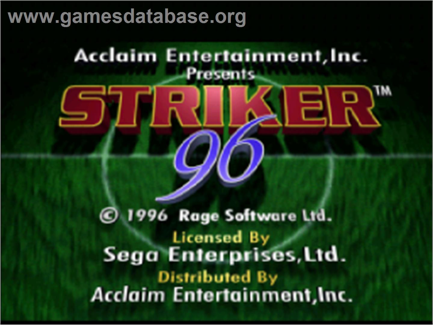 Striker '96 - Sega Saturn - Artwork - Title Screen