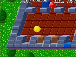 In game image of Flappy 2 Blue Star Fukkatsu No Hi on the Sharp X68000.