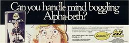 Advert for Alpha-beth on the Sinclair ZX Spectrum.
