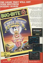 Advert for Antics on the Sinclair ZX Spectrum.