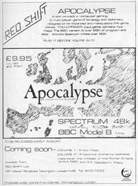 Advert for Apocalypse on the Sinclair ZX Spectrum.