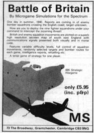 Advert for Battle Of Britain on the Commodore VIC-20.