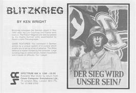 Advert for Blitzkrieg on the Commodore VIC-20.