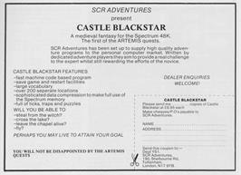 Advert for Castle Blackstar on the Sinclair ZX Spectrum.
