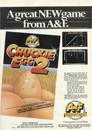 Advert for Chuckie Egg 2 on the Sinclair ZX Spectrum.