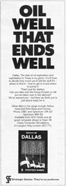 Advert for Dallas on the Sinclair ZX Spectrum.