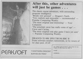 Advert for Death's Head Hole on the Sinclair ZX Spectrum.
