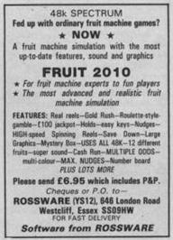 Advert for Fruit 2010 on the Sinclair ZX Spectrum.