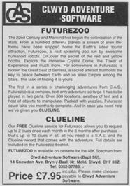 Advert for Future Zoo on the Sinclair ZX Spectrum.