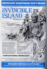 Advert for Invincible Island on the Sinclair ZX Spectrum.