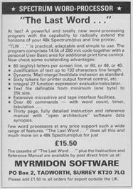 Advert for Lastword on the Sinclair ZX Spectrum.