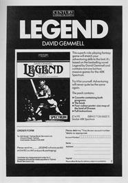 Advert for Legend - Part 2 - The Siege on the Sinclair ZX Spectrum.