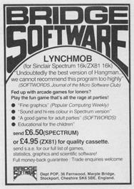 Advert for Lynchmob on the Sinclair ZX Spectrum.