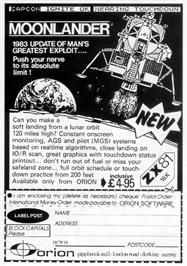 Advert for Moonlander on the Sinclair ZX Spectrum.