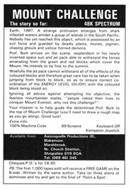 Advert for Mount Challenge on the Sinclair ZX Spectrum.