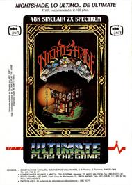 Advert for Nightshade on the Sinclair ZX Spectrum.