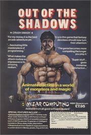 Advert for Out Of The Shadows on the Sinclair ZX Spectrum.