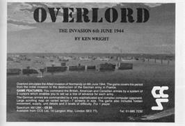 Advert for Overlord on the Sinclair ZX Spectrum.