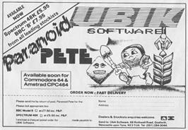 Advert for Paranoid Pete on the Sinclair ZX Spectrum.