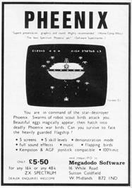 Advert for Pheenix on the Sinclair ZX Spectrum.
