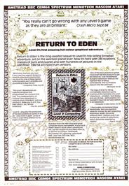Advert for Return to Eden on the Memotech MTX.