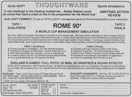 Advert for Rome 90 on the Sinclair ZX Spectrum.