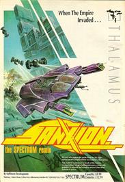 Advert for Sanxion on the Sinclair ZX Spectrum.