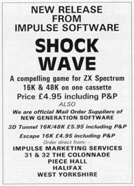 Advert for Shock Wave on the Sinclair ZX Spectrum.