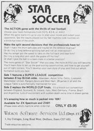 Advert for Star Soccer on the Sinclair ZX Spectrum.