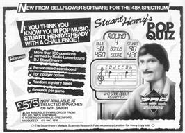 Advert for Stuart Henry's Pop Quiz on the Sinclair ZX Spectrum.