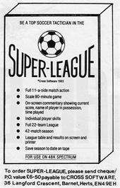 Advert for Super League on the Commodore 64.