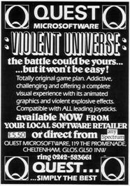 Advert for Violent Universe on the Sinclair ZX Spectrum.