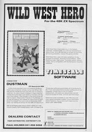 Advert for Wild West Hero on the Sinclair ZX Spectrum.