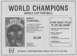 Advert for World Champions on the Sinclair ZX Spectrum.
