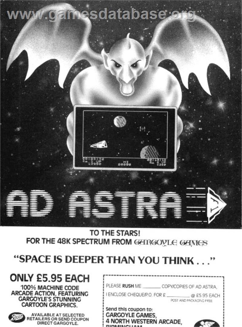 Ad Astra - Sinclair ZX Spectrum - Artwork - Advert