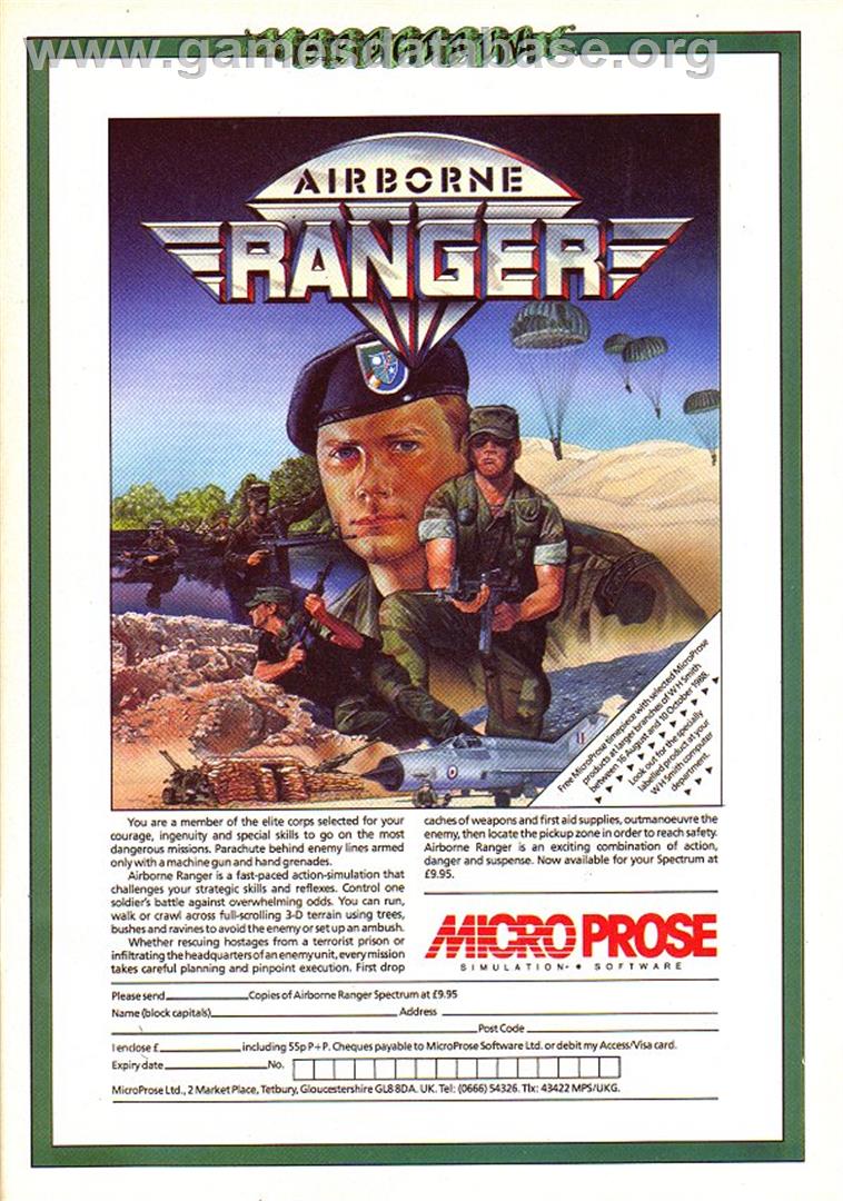 Airborne Ranger - Sinclair ZX Spectrum - Artwork - Advert