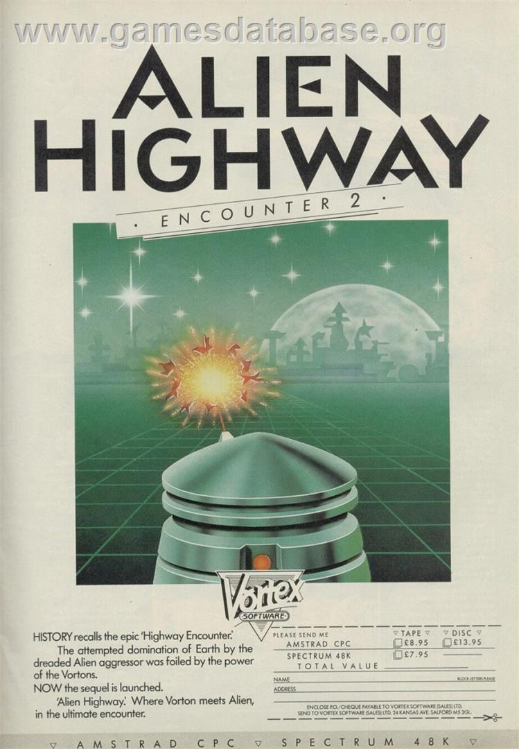 Alien Highway: Encounter 2 - Sinclair ZX Spectrum - Artwork - Advert