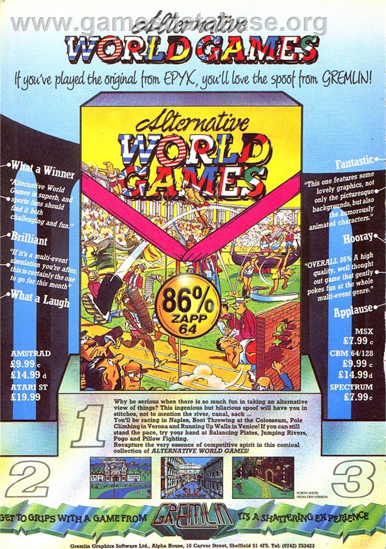 Alternative World Games - Sinclair ZX Spectrum - Artwork - Advert