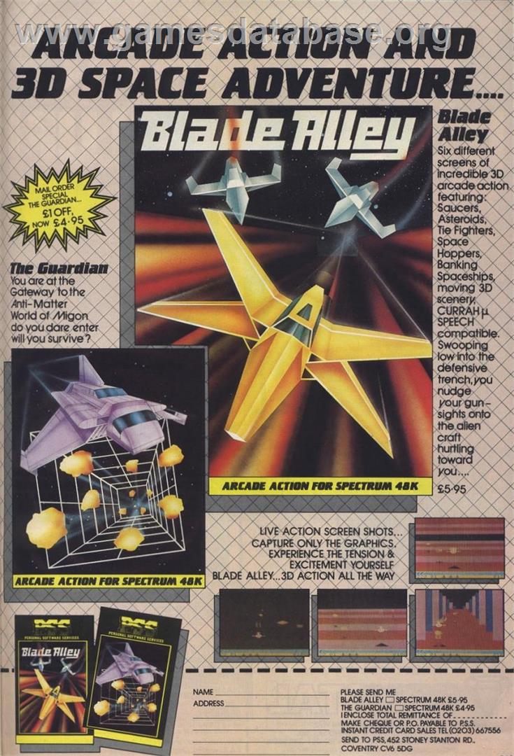 Blade Alley - Sinclair ZX Spectrum - Artwork - Advert