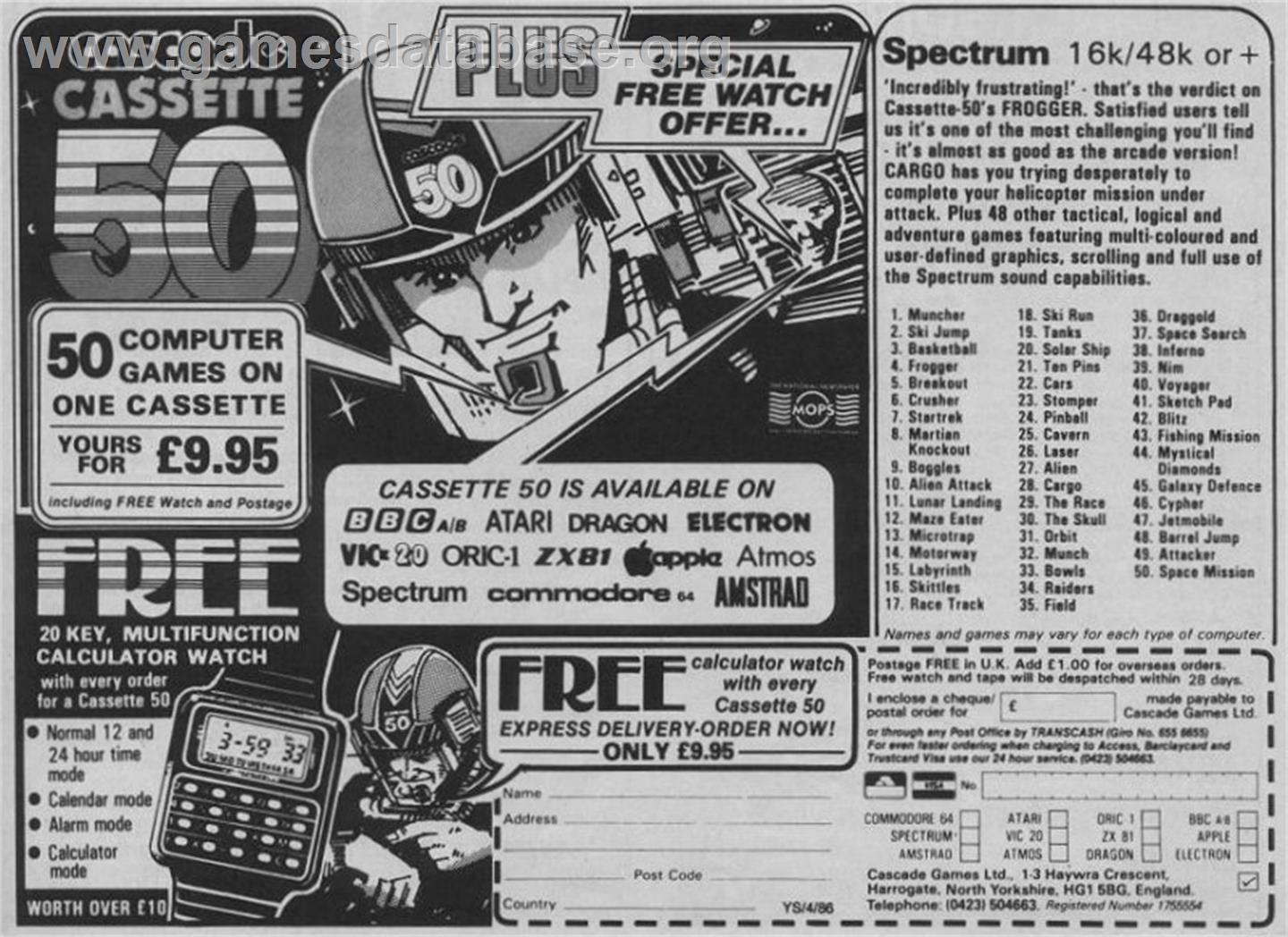 Cassette 50 - Sinclair ZX Spectrum - Artwork - Advert