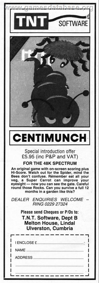 Centimunch - Sinclair ZX Spectrum - Artwork - Advert