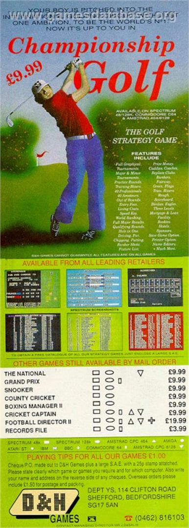 Championship Golf - Atari 8-bit - Artwork - Advert
