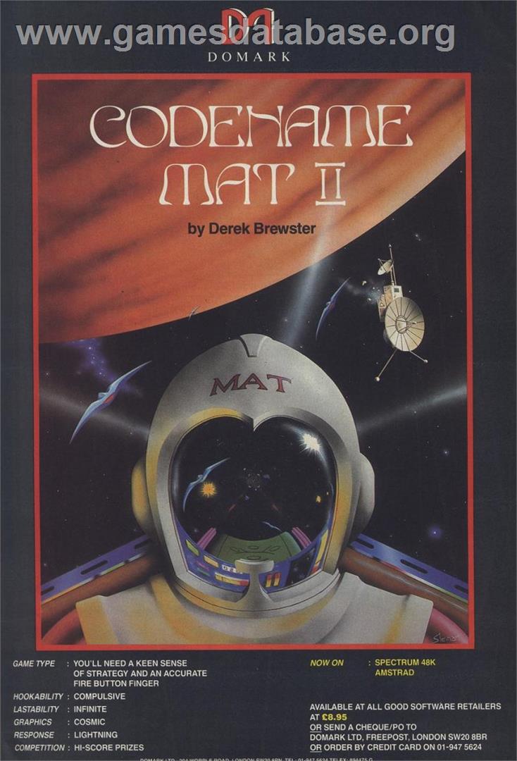 Codename Mat 2 - Sinclair ZX Spectrum - Artwork - Advert