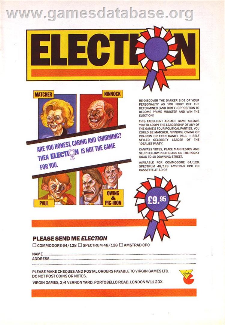 Election - Sinclair ZX Spectrum - Artwork - Advert