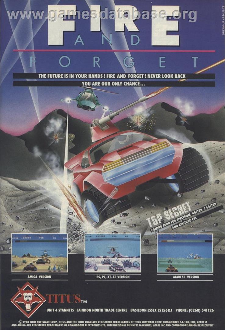 Fire and Forget - Sinclair ZX Spectrum - Artwork - Advert
