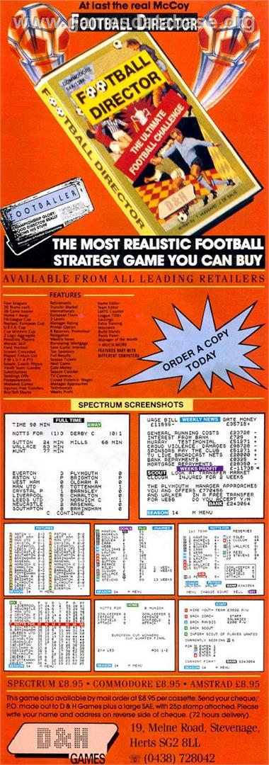 Football Director - Acorn BBC Micro - Artwork - Advert
