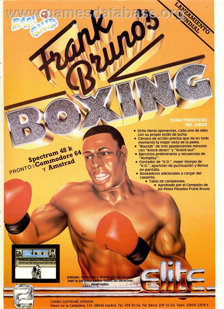 Frank Bruno's Boxing - Sinclair ZX Spectrum - Artwork - Advert