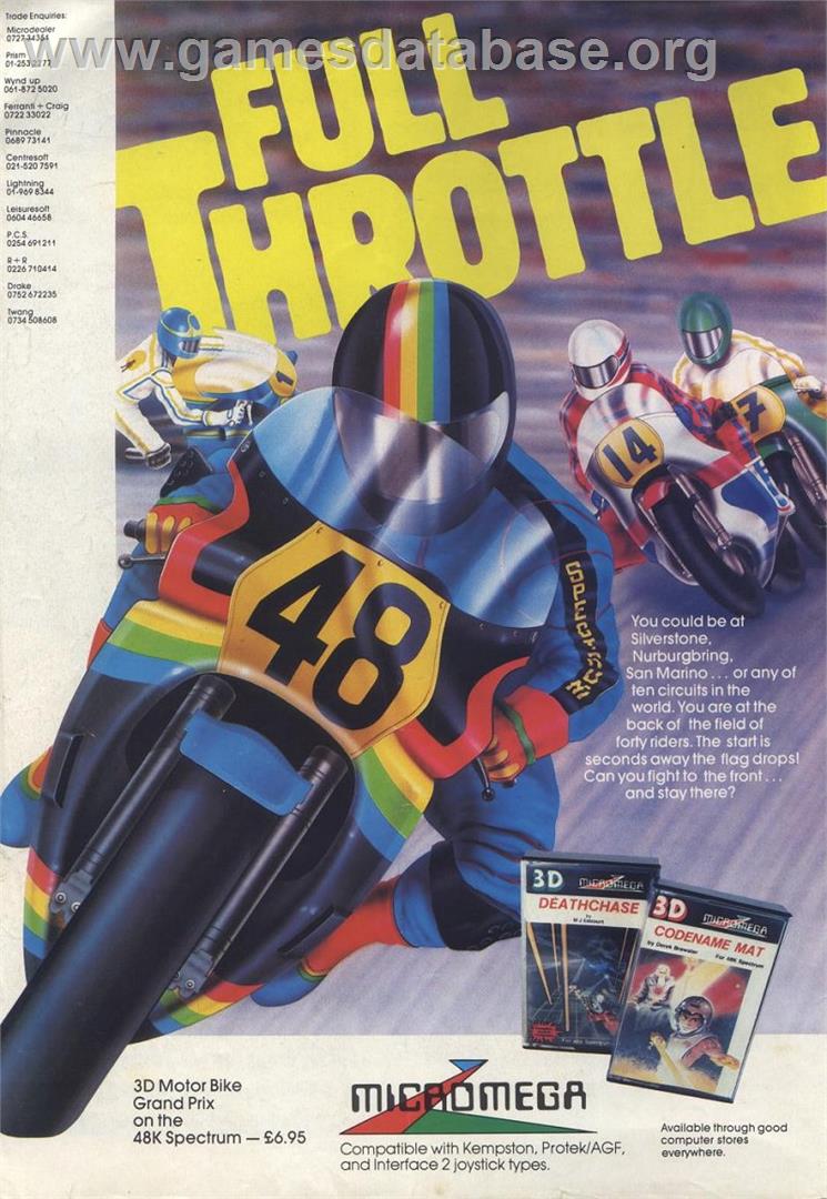 Full Throttle - Sinclair ZX Spectrum - Artwork - Advert