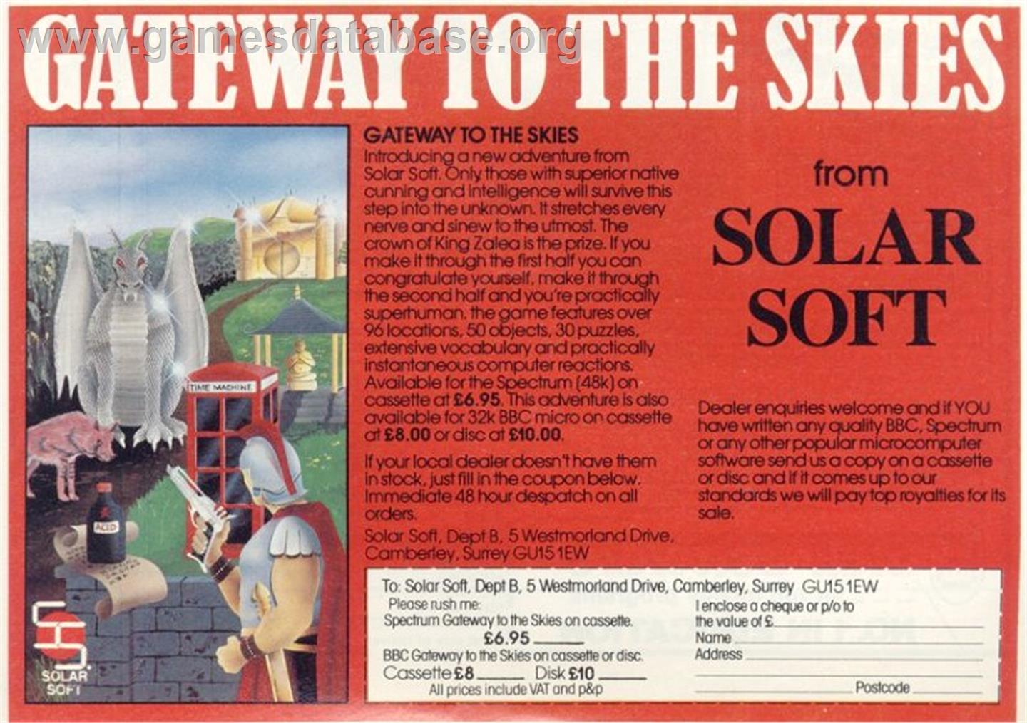 Gateway To The Skies - Acorn BBC Micro - Artwork - Advert